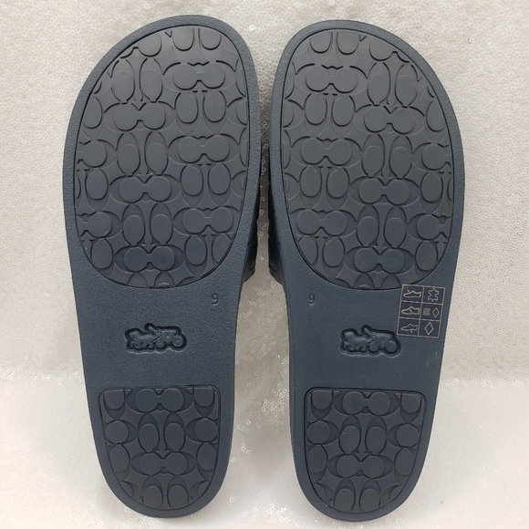 Coach Men's Slide Signature Leather Dark Demin Blue slip on Casual Sport - Picture 5 of 9